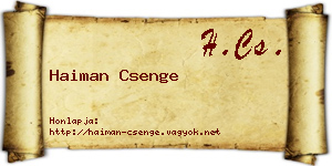 Haiman Csenge névjegykártya